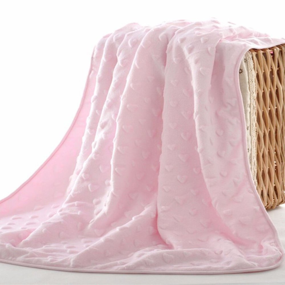 Pink Hearts Baby & Child Throw Blanket, Set of 2